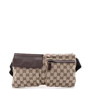 Gucci Vintage Double Belt Bag Gg Canvas #221025G87B